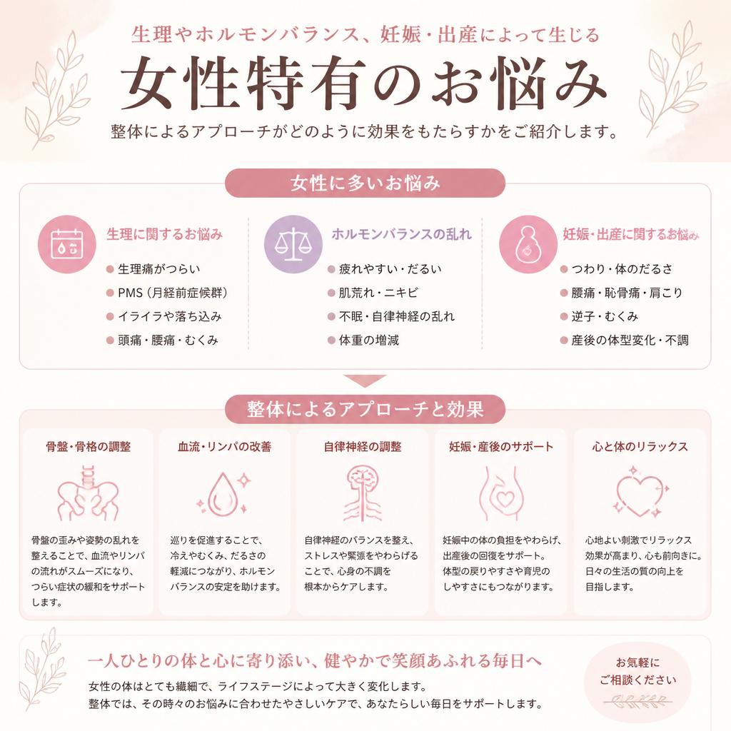 2. 女性特有のお悩みと整体の関係