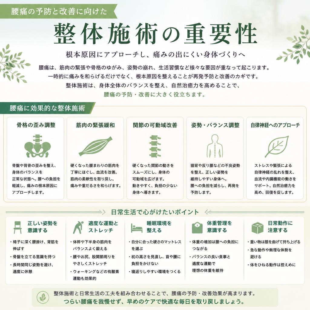 腰痛予防のための整体施術
